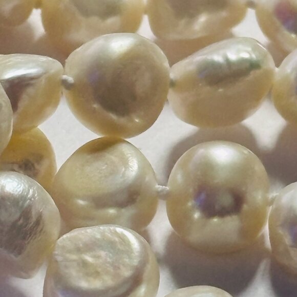 60” Cream Baroque Freshwater Pearl Endless Necklace Long Strand - Picture 7 of 10